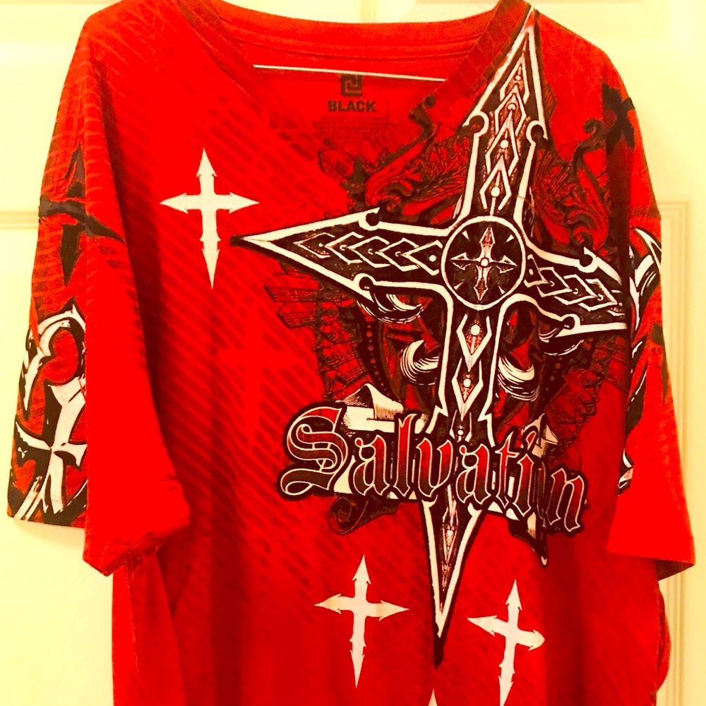 🔴⚫️ CJ Black Men’s Shirt Red & Black cross XL.